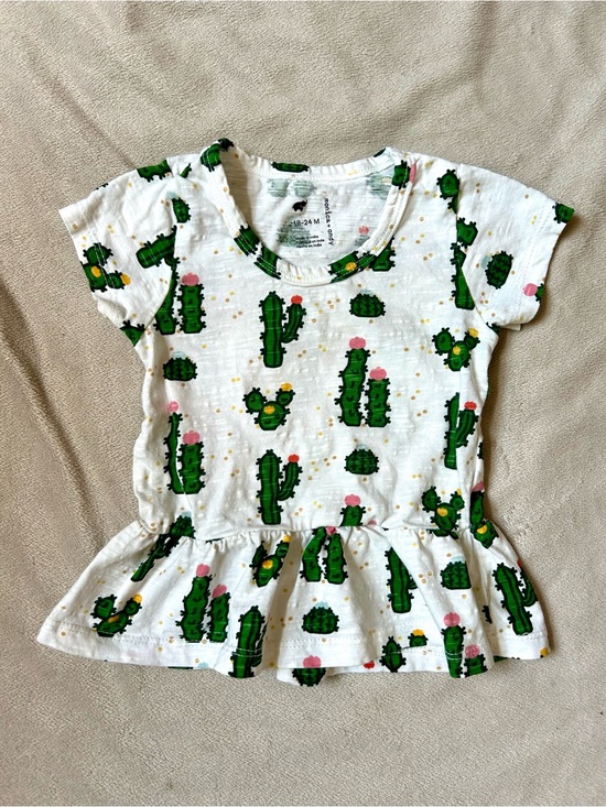 monica + andy Other - Monica + Andy White Cactus Print Peplum Top 18-24 MOS